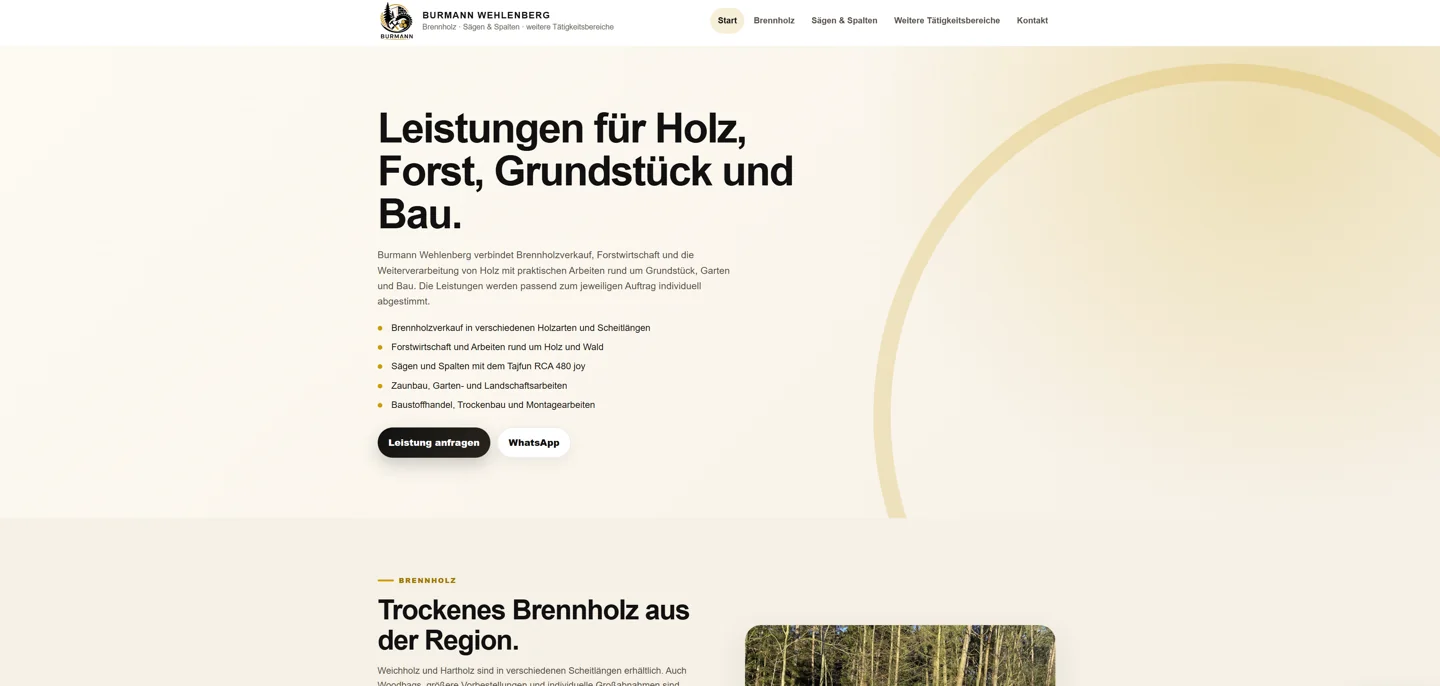 Echte Website-Vorschau von Burmann-Wehlenberg