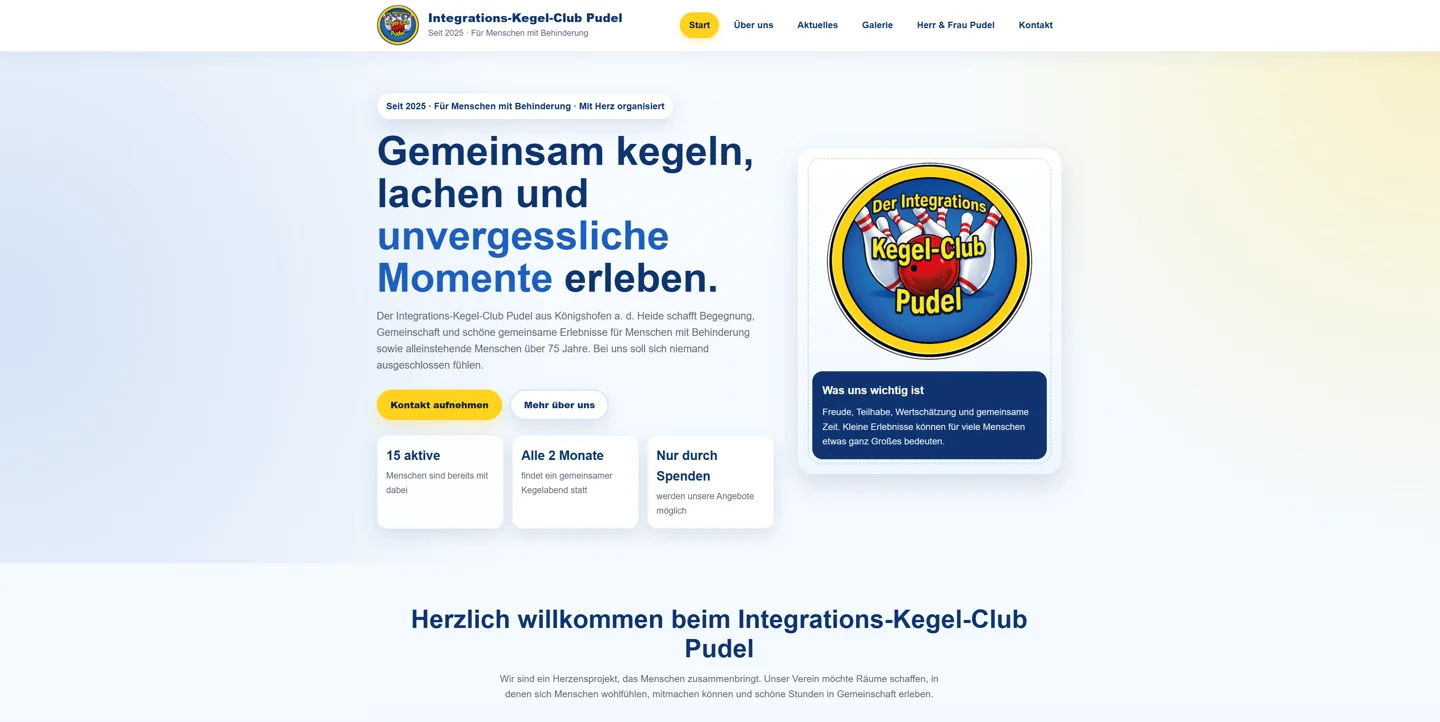 Website-Vorschau: Integrations-Kegel-Club Pudel