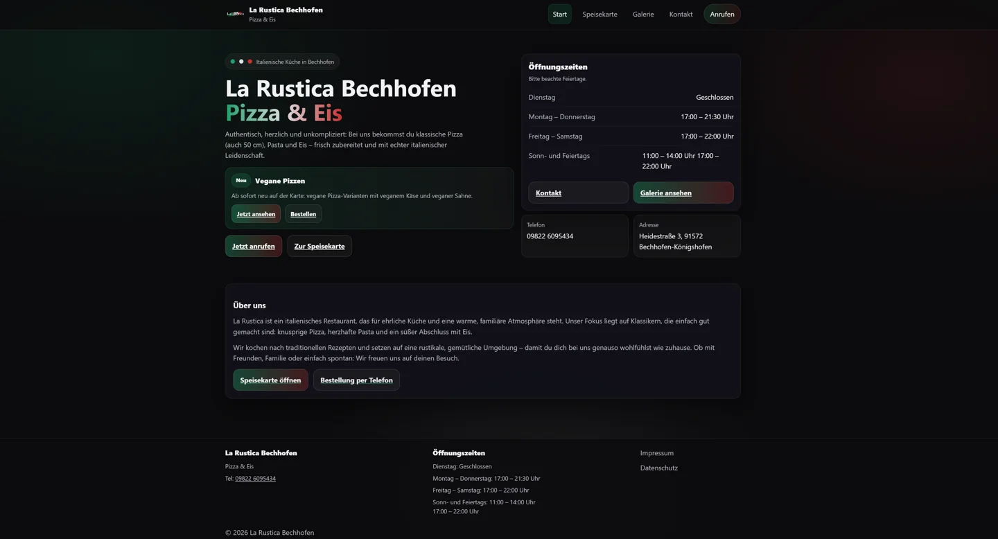Echte Website-Vorschau von La Rustica Bechhofen
